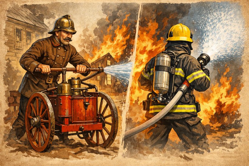 alcorconbombero's tweet photo. 🚒🔥 ¿Sabías que los primeros bomberos en la historia usaban bombas de mano llenas de agua para apagar incendios? ¡Nada de mangueras a presión! 💦
Hoy la tecnología ha cambiado, pero la valentía sigue siendo la misma. https://t.co/EltvA0tyxZ