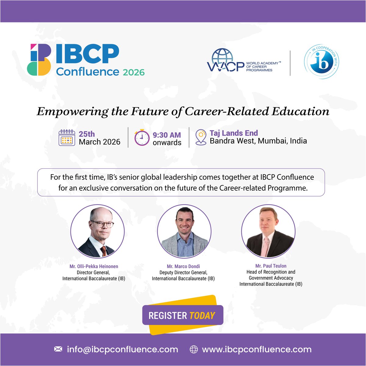 ib_c_p's tweet photo. Join us on 25 March at Taj Lands End, Mumbai for IBCP Confluence — an event for school leaders shaping the future of career‑related education. Discover how the CP builds real‑world, future‑ready skills.

Register: https://t.co/6CmJprtca1

#IB #IBAPAC #CP https://t.co/MkfwoNVXPu