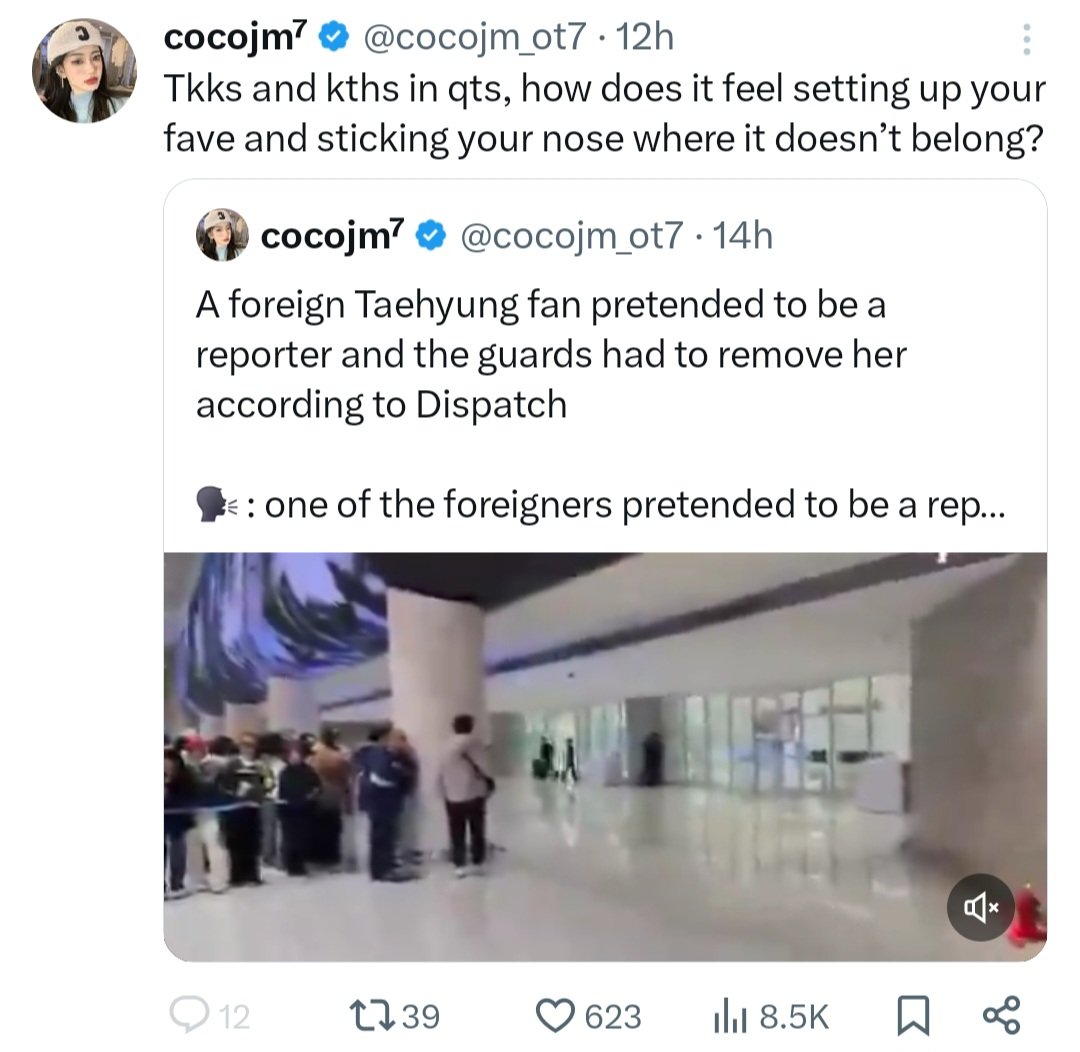 สลสตจีมิน กระจายเฟคนิว สร้างแฟนวอร์ หลงประเด็นสำคัญ คือจีมินไม่ปลอดภัย ในคลิปไม่มีพูดถึงแทฮยองแฟนเลย ลองฟังคลิปเต็มๆ ที่ไม่ตัดต่อเพื่อบิดเข้า narrative ดู