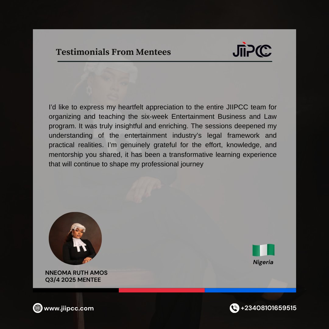 Our Mentees’ Testimonials ❤️

In the last 5 years, JIIPCC has empowered 2,000+ students and young professionals across 10+ African countries.

Ready to join the next cohort?

🔗 bit.ly/jiipccmipregis…

#JIIPCC #JIIPCCMIP