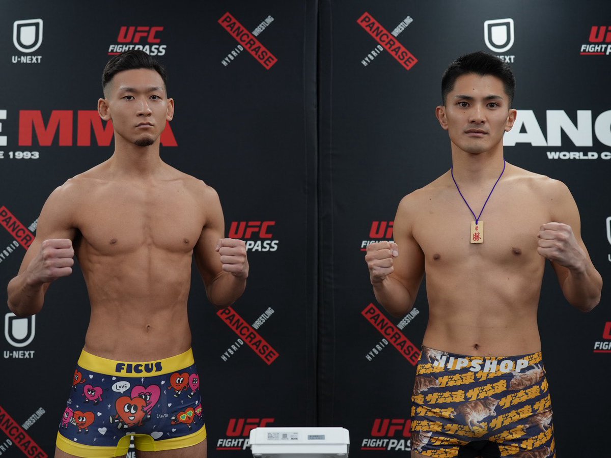 _PANCRASE_'s tweet photo. ❌PANCRASE BLOOD.9❌ 
📣計量結果⚖️ 
第5試合　フェザー級5分3R 
ネオブラッドトーナメント
🟥小野瑛大　66.15kg 
🟦塔山暖樹　65.85

第6試合　バンタム級5分3R 
プレリミナリーファイト
🟥村社 泰河　61.2kg 
🟦石原 健流　61.35

第7試合　バンタム級5分3R 
プレリミナリーファイト
🟥木本 海人　61.5kg 
🟦水島 和磨　61.4kg

#pancraseblood9 
🗓️2月11日(水/祝) 
🏟️品川インターシティホール 
▶️@UNEXT_fight @UFCFightPass でLIVE中継