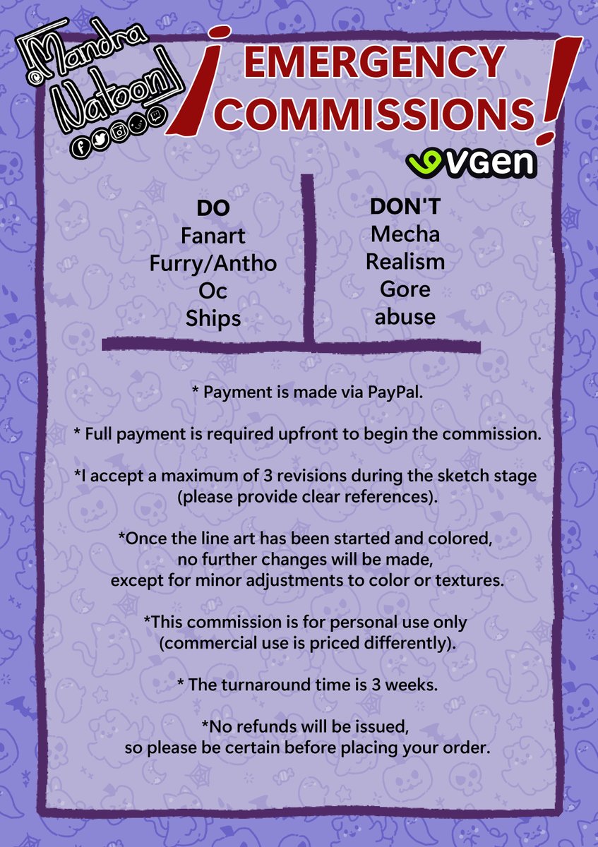 🎨👻COMISIONES ABIERTA👻🎨
al fin su fantasma de internet se digna a abrir comisiones y a mitad de precio ya que se esta ahogando en deudas que pagar! así que... chamba?
(juroqueestoybuscandochambaperonoencuentro)
#commissionsopen #commissions #openingcommissions #comisiones