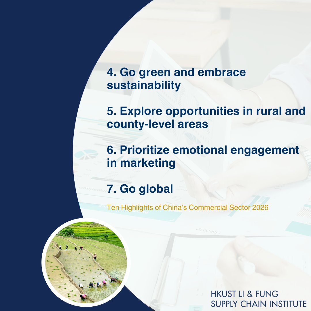 Looking ahead to 2026, China’s commercial sector is positioned for continued growth. Therefore, companies that prioritize adaptability will likely thrive. Here are seven implications and tips to help enterprises expand their businesses in China in 2026👇ustlfsci.hkust.edu.hk/reports/ten-hi…