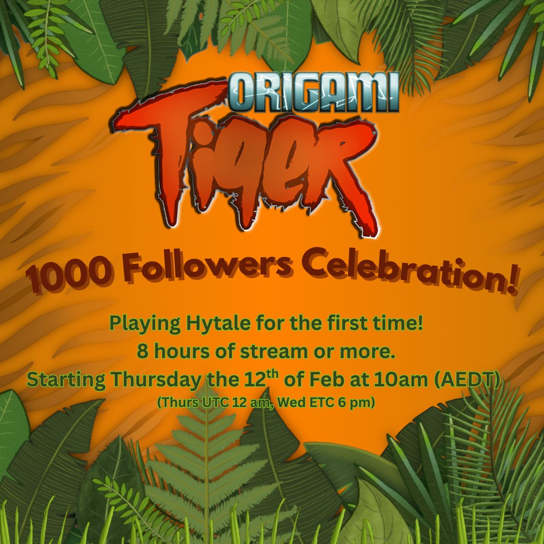 We made it on <a href="/Twitch/">Twitch</a> with 1000 followers. Celebrating with exploring <a href="/Hytale/">Hytale</a> for the first time.