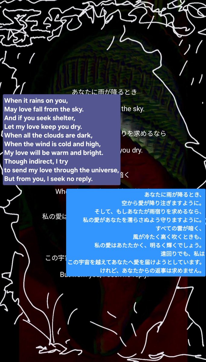 MO_AYDD's tweet photo. I felt like posting a bilingual poem! I'm learning Nihongo slowly.
Full poem in English/Nihongo in the last picture. Feedback welcome.
今日は日英バイリンガルの詩を投稿してみました。まだ日本語を勉強中なので、ぜひ感想やアドバイスをいただけたら嬉しいです.

 "7,065 Miles"

#poetry https://t.co/QvAwZ4e83S