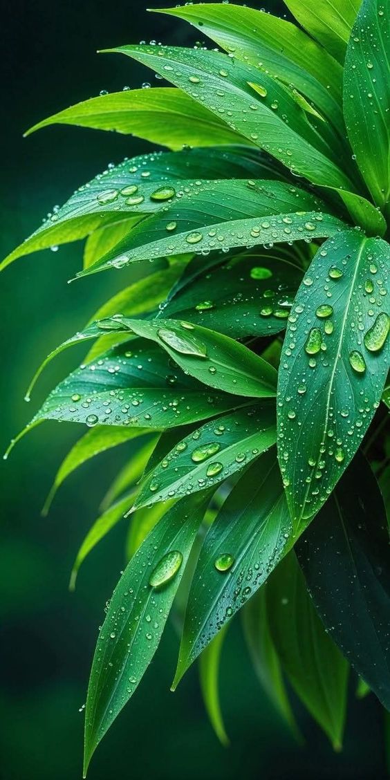 🌿 𝐆𝐎𝐎𝐃 𝐀𝐅𝐓𝐄𝐑𝐍𝐎𝐎𝐍 🌿
These dew, kissed green leaves
feel like nature’s silent prayer.
Freshness in every drop, peace in every shade 
may your afternoon too be filled
with green hopes, calm moments,
and beautiful feelings that touch the heart. 🍃