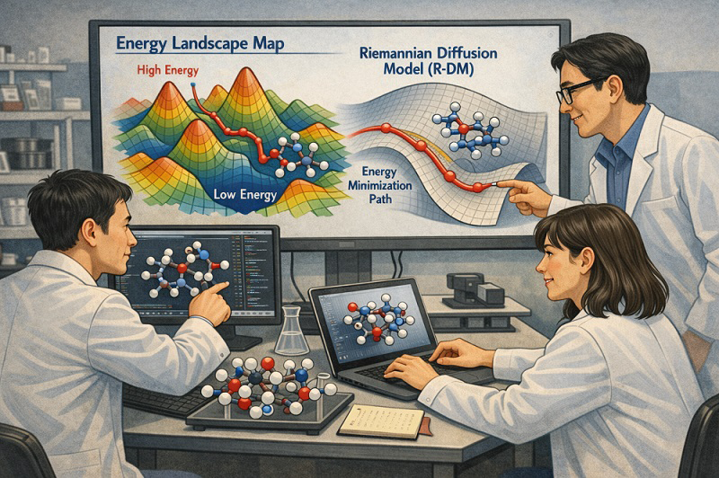 kaistpr's tweet image. 🚀 KAIST researchers developed R-DM, an AI model that understands chemical energy principles to predict molecular structures. By navigating energy landscapes with Riemannian geometry, it achieves 20× higher accuracy, near quantum-level precision.
#AI #Chemistry #DrugDiscovery