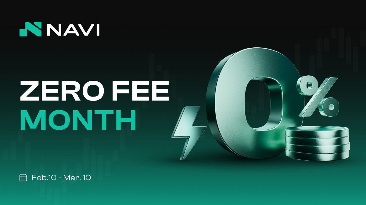 Zero Fee Month on NAVI
In times of heightened market volatility, execution efficiency matters.

To support builders, integrators, and active risk managers operating on Sui, NAVI is rolling out a Zero Fee Month &amp; removing friction where it matters most.

What’s live for the next