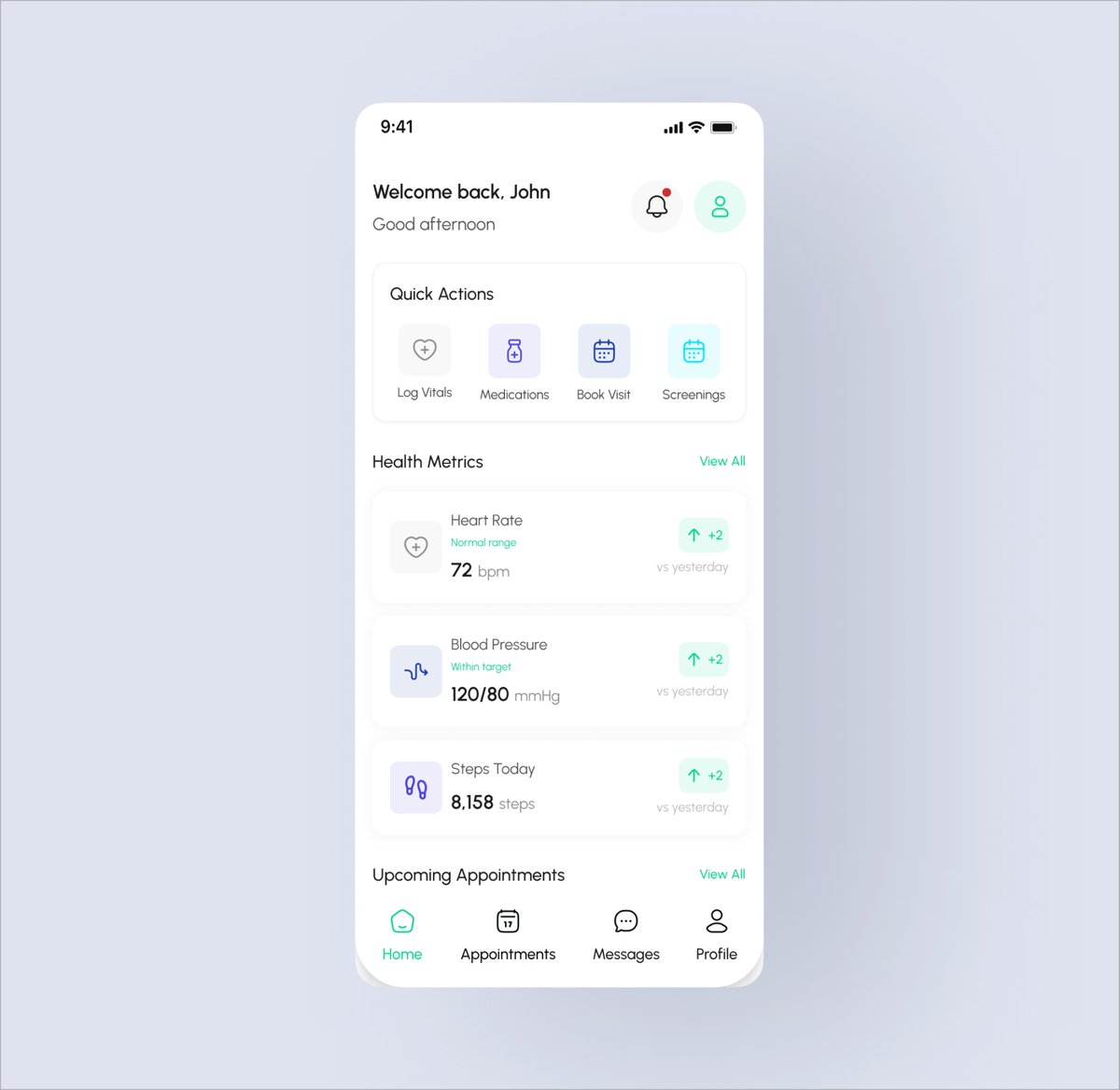 Added the home screen dashboard of the health care brand.