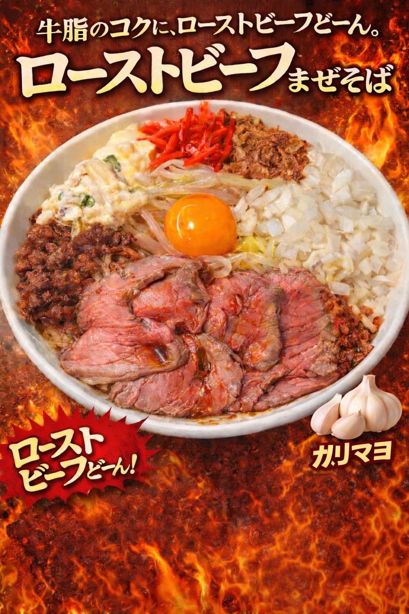 夜の部ゲリラ限定
ローストビーフまぜそば
やります！