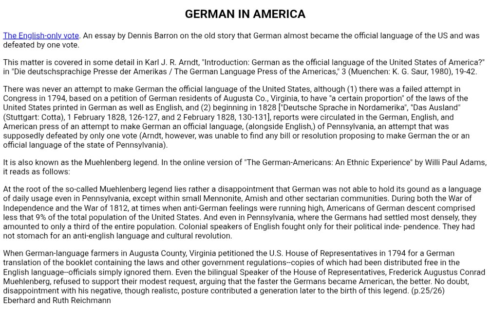 stephenehorn's tweet image. When German speakers petitioned the House of Representatives in 1794 to have the federal laws translated from English, they couldn't even get a vote on such a bill

House Speaker Frederick Muhlenburg, a 2nd gen German immigrant, opposed the measure as it would deter assimilation