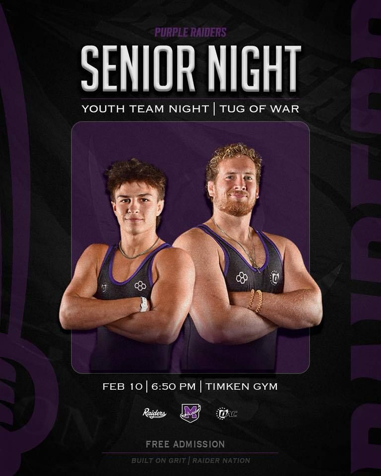 𝐌𝐚𝐭𝐜𝐡 𝐃𝐚𝐲! 𝐒𝐞𝐧𝐢𝐨𝐫 𝐍𝐢𝐠𝐡𝐭! 

🆚 Wilmington
🕛️ 7 PM
📊 buff.ly/3eWNdEs 
🖥️ buff.ly/JhjSXkl 
🎨 Mount Union Men's Wrestling