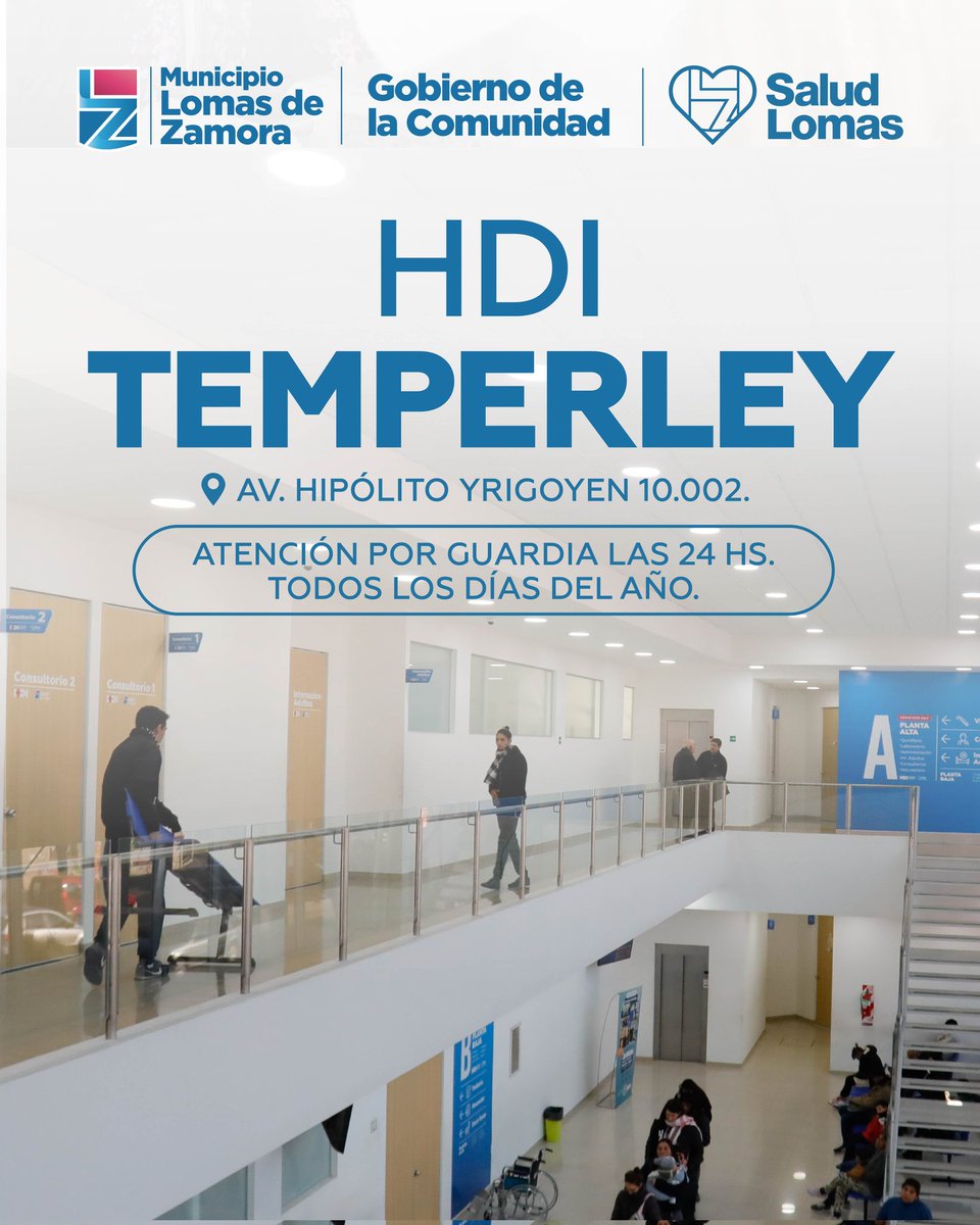 🩺🏥 HOSPITAL DE DIAGNÓSTICO INMEDIATO SEDE TEMPERLEY

📍Av. Hipólito Yrigoyen 10.002.

⏩ Guardia las 24 hrs.
⏩ Resonador.
⏩ Tomógrafo.
⏩ Ecógrafo.
⏩ Radiógrafo
⏩ Vacunatorio.

#ComunidadLomas