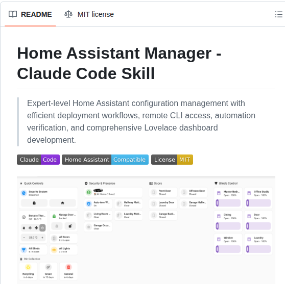 tom_doerr's tweet photo. Claude Code skill for Home Assistant configuration and dashboard management

https://t.co/G1MjygoshC https://t.co/NdYeqyych6