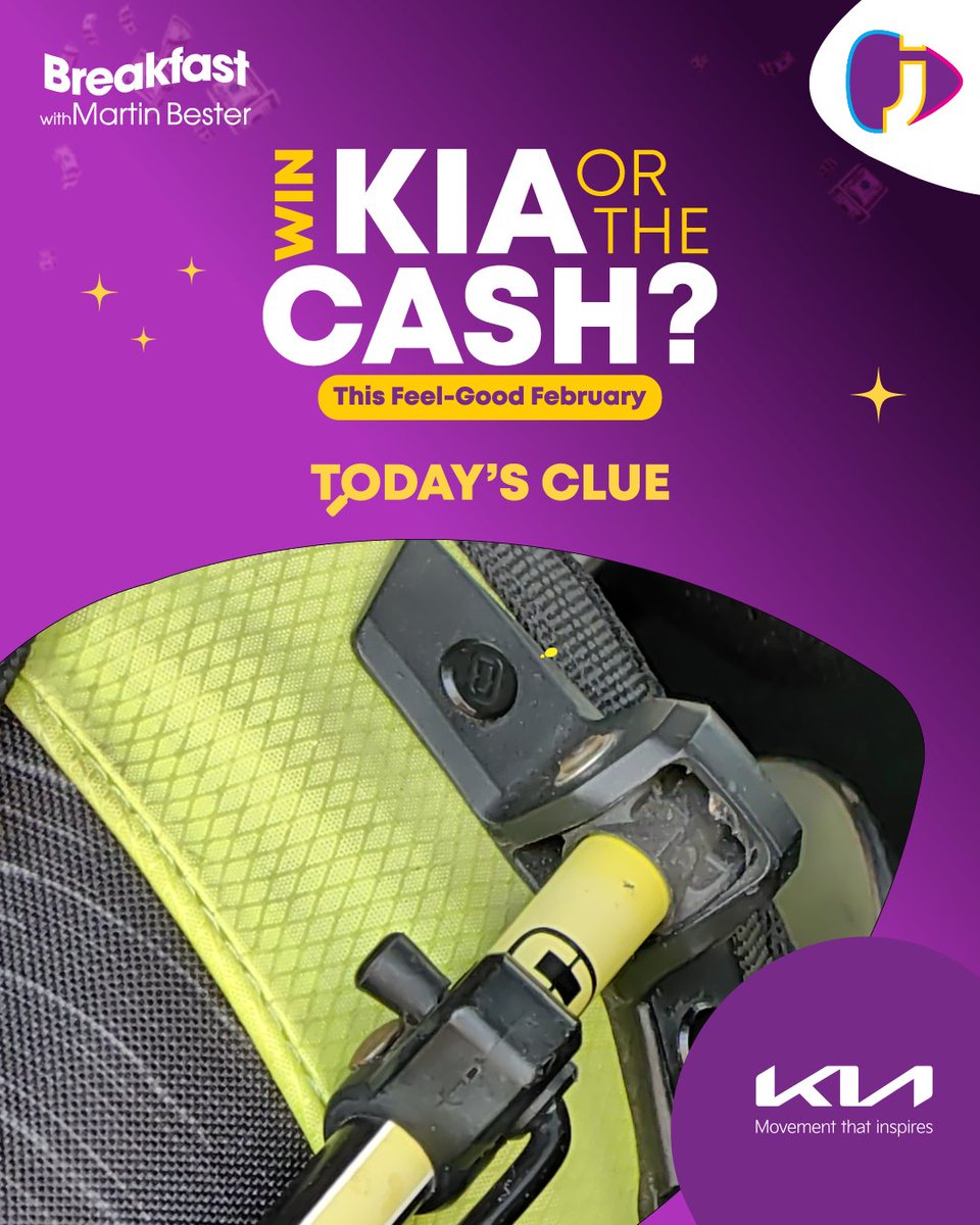 jacarandafm's tweet photo. KIA or the Cash? Clue #2 π
Tune in to Jacaranda FM all day for more clues to the mystery item in the KIA Sonet SUV boot.
More info here: https://t.co/Y8y8aCCYvA
#KiaOrTheCash #BreakfastWithMartinBester #FeelGoodFebruary #YourNo1FeelGoodStation #WinACar @KiaSouthAfrica https://t.co/bRsuUsPcsi