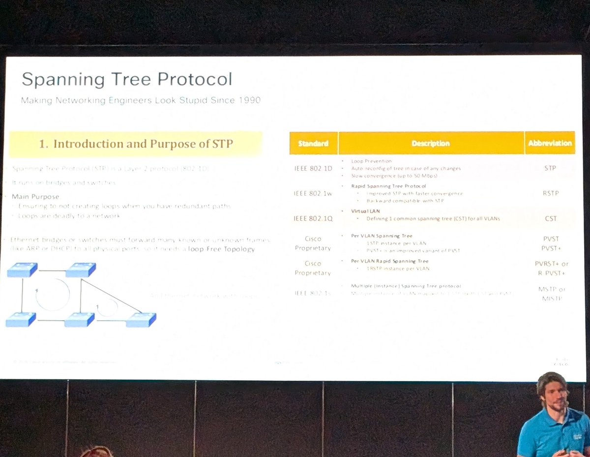 Spanning Tree Protocol : making network engineers look stupid since 1990 #CiscoliveEMEA