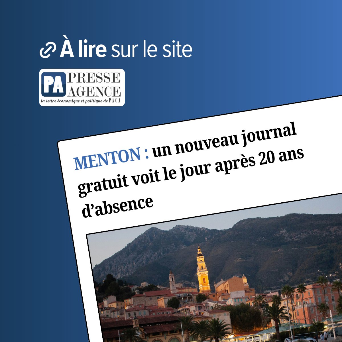 [Lu pour vous 🗞️] « Le groupe Nice-Presse lance Menton-Presse, un nouveau journal gratuit d’actualités locales, le premier à voir le jour sur ce territoire depuis près de 20 ans »

Merci <a href="/PresseAgence1/">Presse Agence</a> ! 🍋

#Menton <a href="/MentonPresse/">Menton-Presse</a> <a href="/NicePresse/">Nice-Presse · Top infos</a> 

➡️ presseagence.fr/menton-presse-…
