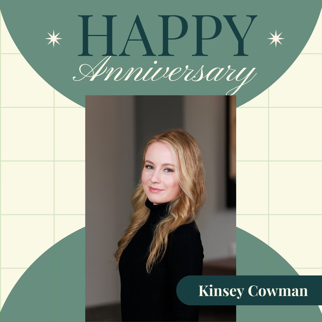 INEstateLaw's tweet image. Happy 1-Year Anniversary to Kinsey Cowman! 🥂 

Huge congrats on your first year and your promotion to Maintenance Coordinator. Your dedication to helping our clients and your hard work keep us moving forward. So glad to have you on the team! #WorkAnniversary #TeamExcellence