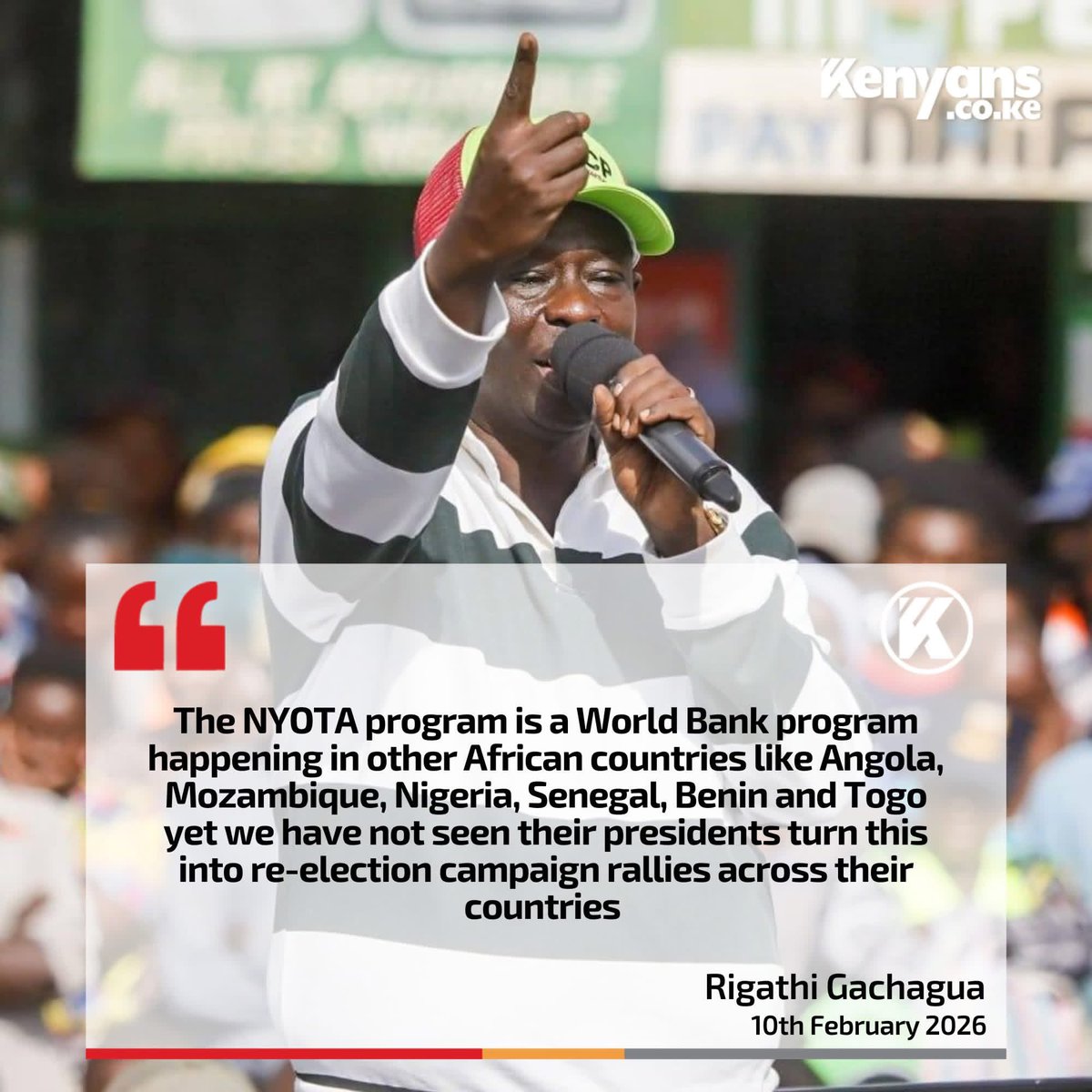 <a href="/rigathi/">Rigathi Gachagua</a>, you truly have no agenda for the youth of this country. 

To imagine that <a href="/WorldBankKenya/">World Bank Kenya</a> projects takes the same shape and design of delivery across the world  is ignorance of the highest order.  
What you are calling political rallies is a mentorship moment for our