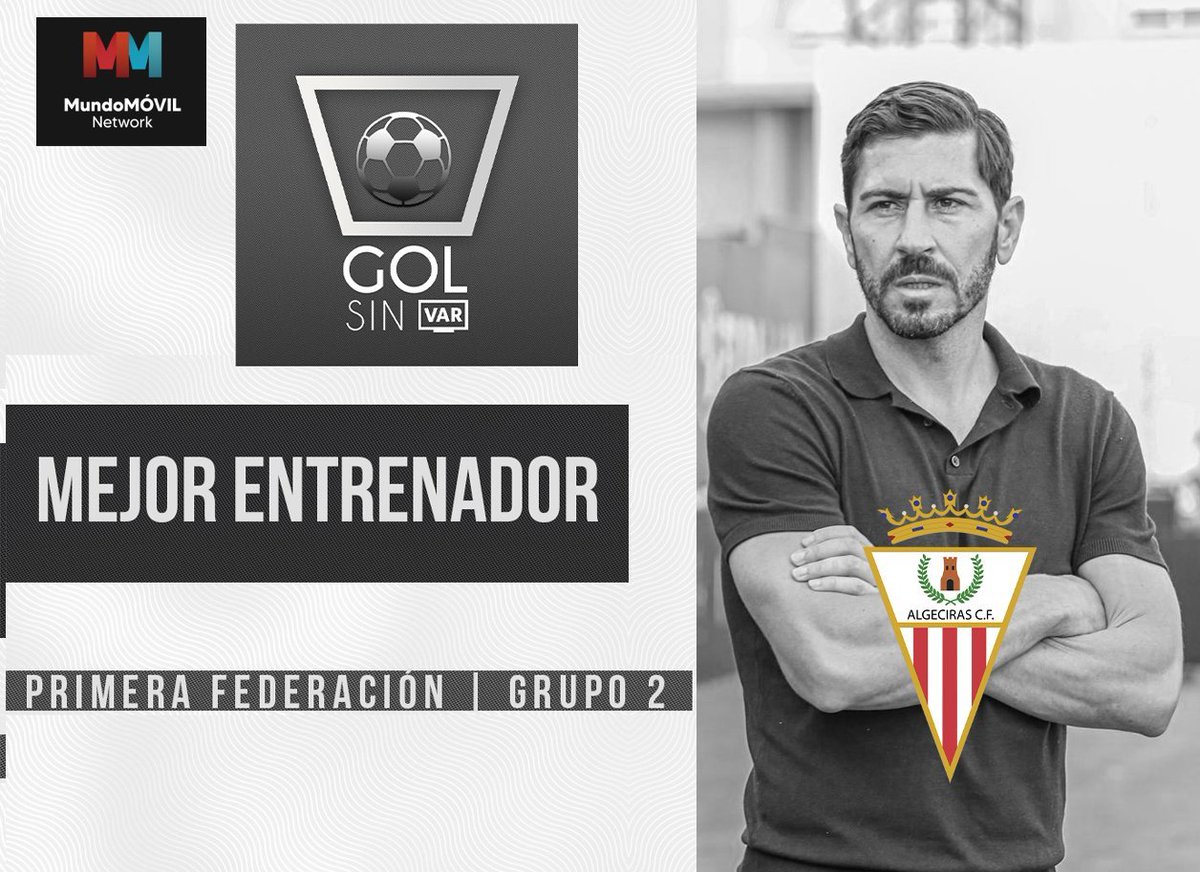 GolSinVAR's tweet photo. JAVI VÁZQUEZ, elegido mejor entrenador del Grupo 2 de Primera Federación en este mes de enero.

👏 Más que merecido el premio para el @AlgecirasCF
después del gran mes que ha hecho. https://t.co/0bVvZjWUr6