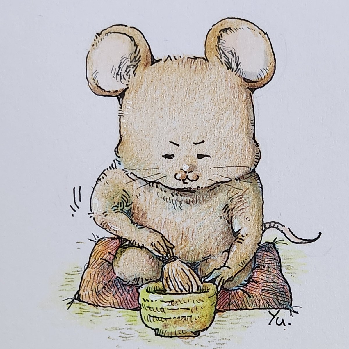 茶を点てるネズミ
#illustration #colorpencil #アナログイラスト #色鉛筆