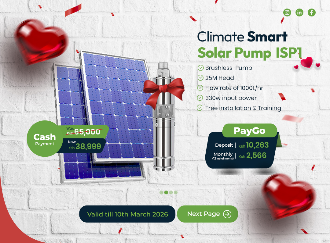 IrriHub's tweet image. This Valentine’s, spread the love where it matters most.
Get our solar pumps at up to 40% off and give your farm the care it deserves.
Hurry, stocks are limited.

#ValentinesOffer #ValentinesSale #SolarPumps #IrrigationSolutions #SmartFarming #SustainableAgriculture #FarmersKE