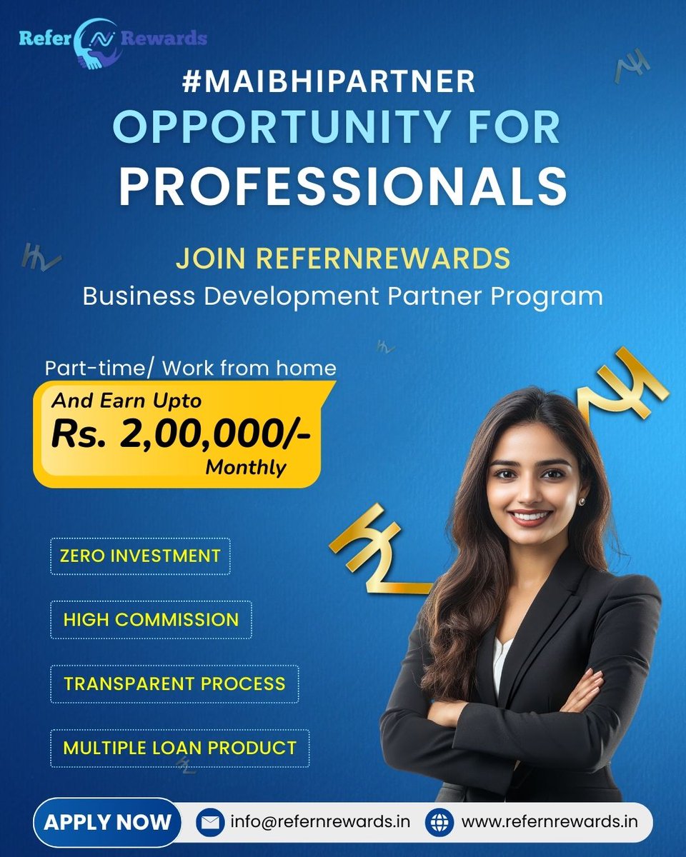 refernreward's tweet image. 💰 Earn up to ₹2,00,000 per month – Working from Home!
Join ReferNRewards – Business Development Partner Program and turn your network into earnings.

📧 Email: info@refernrewards.in
🌐 Website: refernrewards.in

#PartTimeIncome
#SideIncomeOpportunity
#ReferralPartner