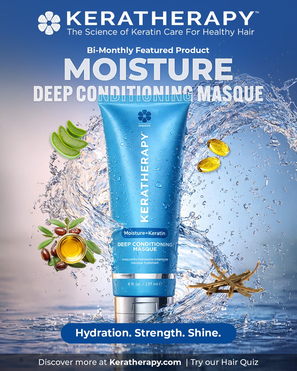 Revive dry, damaged hair with Keratherapy’s Moisture Deep Conditioning Masque 💆‍♀️ Keratin, nourishing oils &amp; panthenol hydrate, repair, boost shine, and fight humidity for softer, stronger hair. Take the Hair Quiz at Keratherapy.com ✨
#Keratherapy #DeepConditioning