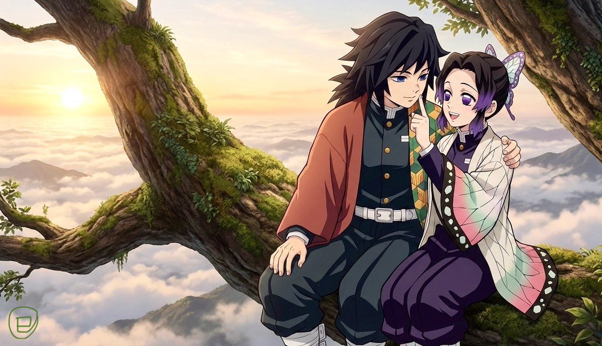 AIで遊ぶ🌊🦋。天空。
#冨岡義勇　#胡蝶しのぶ