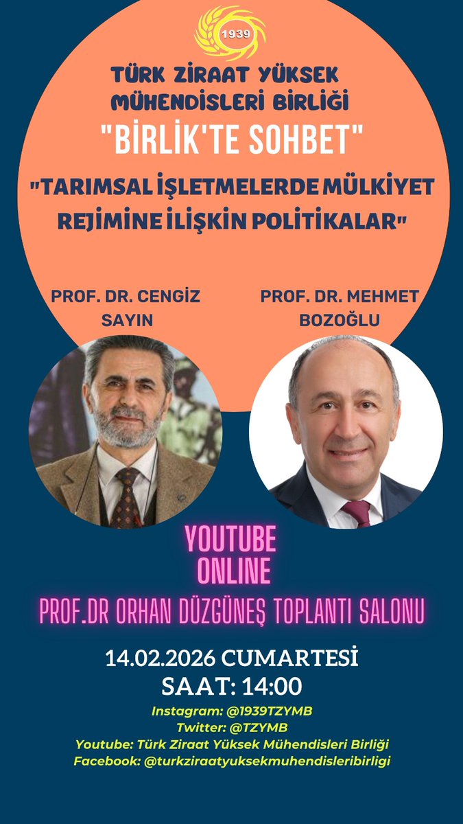 TZYMB's tweet photo. Türk Ziraat Yüksek Mühendisleri Birliği olarak cumartesi günleri düzenlediğimiz “Birlik’te Sohbet”‘in bu haftaki konusu Türkiye’nin çözülemeyen sorunlarından tarımsal mülkiyet problemleri.. Parçalı ve dağınık arazi yapımızın getirmiş olduğu olumsuzluklar masaya yatırılıyor. https://t.co/tI6Q8x32rd