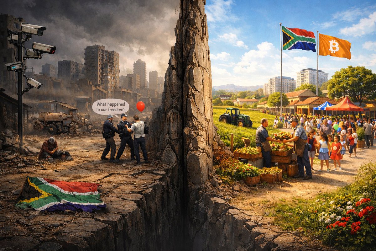 BitcoinWitsand's tweet image. South Africa is splitting into two realities.

One doubles down on bigger government and tighter control.
The other chooses individual freedom, personal responsibility, and self-determination.

These aren’t just opinions.
They’re incompatible worlds, and a choice must be made.