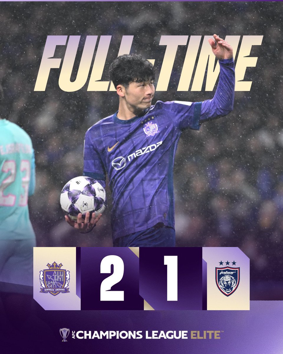 フルタイム | 🇯🇵 サンフレッチェ広島 2️⃣-1️⃣ JDT 🇲🇾 鈴木章斗