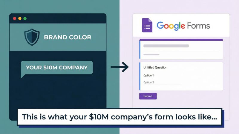 NnekaEwaluOps's tweet photo. Big truth for biz owners: Spent big on brand identity... logo, website, guidelines... but forms look like free Google Forms. Losing trust, credibility &amp; conversions. There's a better, FREE way. Drop a lightbulb if you want it!  #GoogleWorkspace #BusinessAutomation #Appscript https://t.co/24fJ2OwQwW