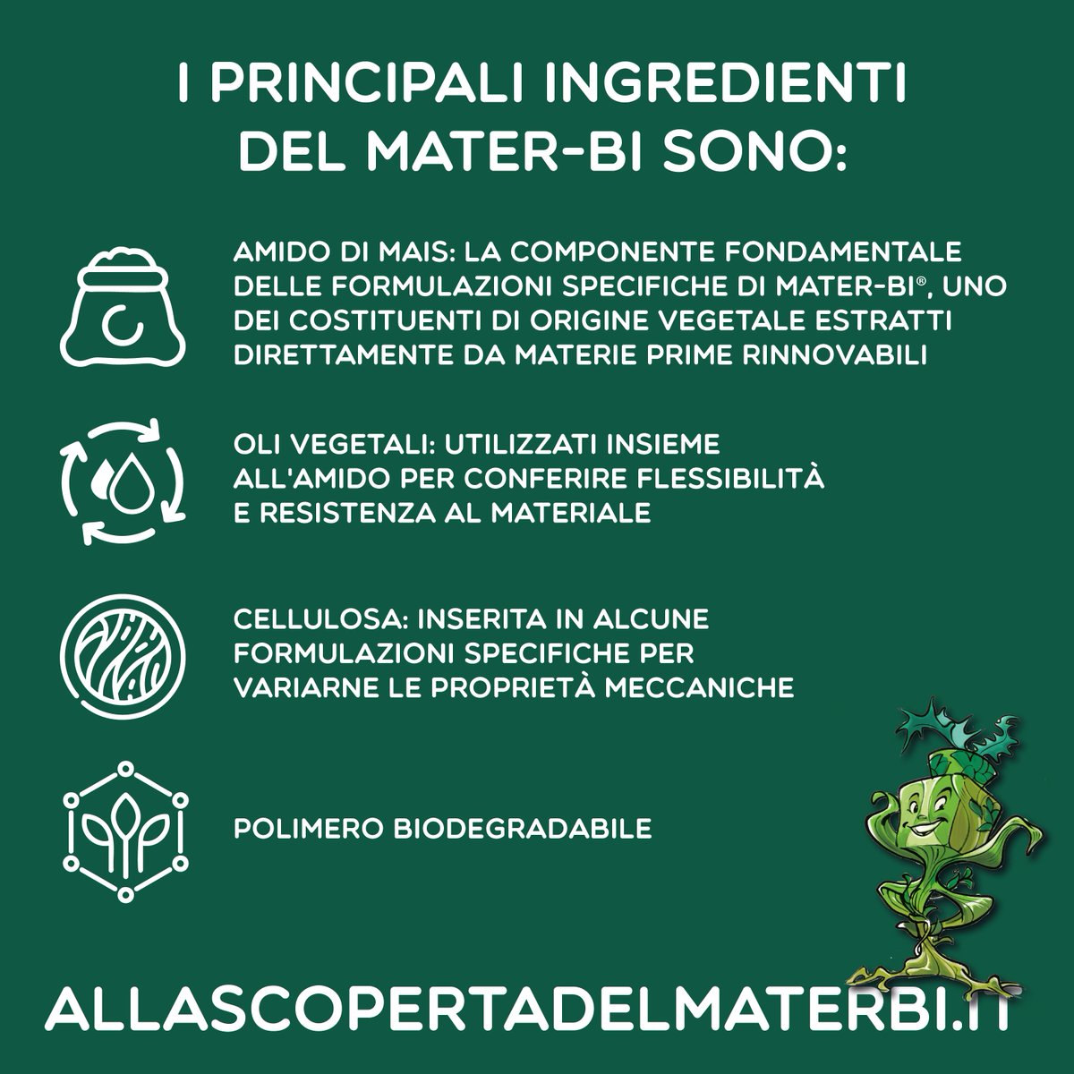 Lo sai di cosa è fatto il sacchetto della spesa che acquisti ogni volta che fai compere, se è certificato OK COMPOST?
È di materie prime di origine vegetale… 🌽 Sembra una magia, ma in realtà è scienza! Cerchiamo, insieme, di saperne di più.
#okcompost#compostabile#marterbi