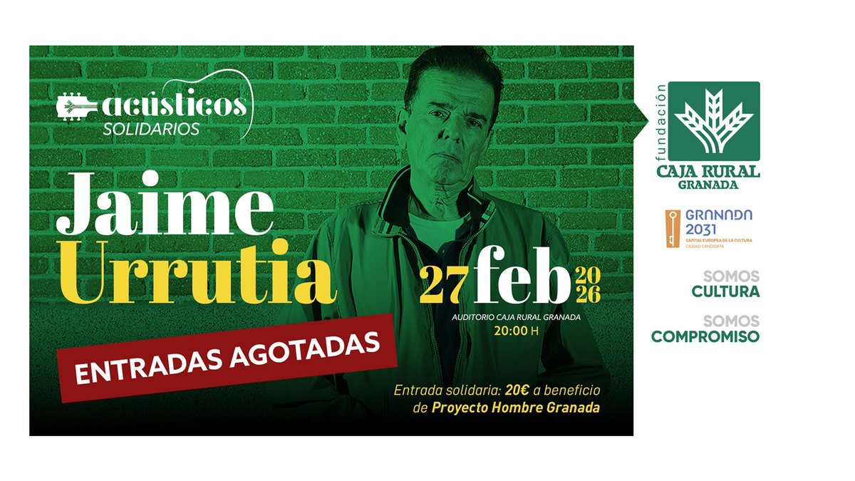Entradas agotadas, gracias por comprar vuestras entradas, os esperamos el 27 de febrero en el Auditorio de Caja Rural Granada 💚