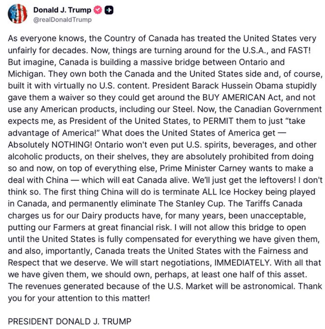 🤡🚨🚨It is time for Democrats, Canadians, Asians and Europeans to act like adults in the room and draw a hard red line in the dirt.

He is demanding attention like a toddler. One day it is “deal making,” the next day it is threats, tantrums, and chaos. Everyone keeps pretending