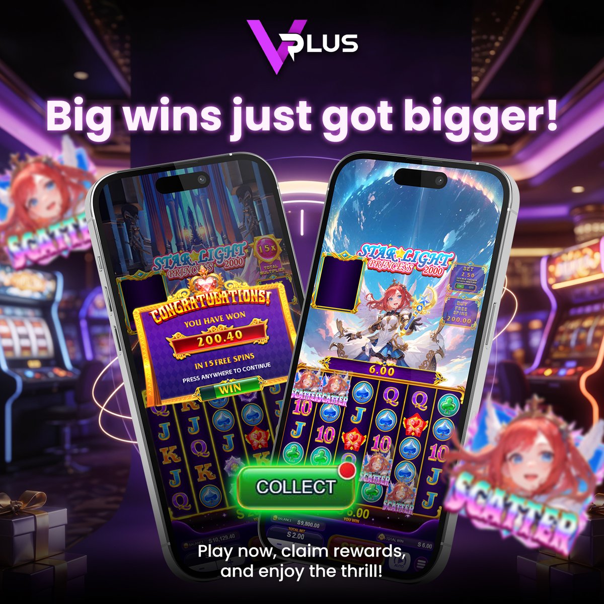 VPlusofficialhq's tweet image. 🚀 Hit a high multiplier and claim extra rewards by clicking to collect!
Play popular Scatter games—more spins, more surprises!  

🎯 Min bet: RM2 / spin  

#VPLUS #HighMultiplier #ClaimYourReward #GameTime