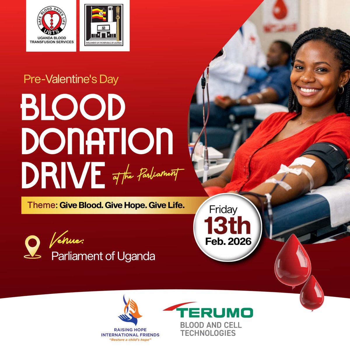 ubtsug1's tweet photo. Love isn’t just said-it’s shared.

Before flowers and chocolates, choose compassion.

This pre-Valentine’s Day, come donate blood at Parliament on 13th February 2026 and be the reason someone sees tomorrow.

#GiveBloodSaveLives #LoveIsInTheBlood #PreValentines #BloodDonation https://t.co/KEnTpYdAuF