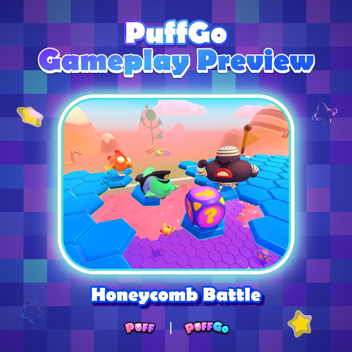 #DecodePuffGoGameplay #20 - Honeycomb Battle

The fragile plots crumble beneath your feet w/ every step you take 😱
So move &amp; think FAST 😤

💡 Note that other players might collapse nearby plots &amp; leave you hanging w/ nowhere to land

Only the nimblest survive for the victory 🏆