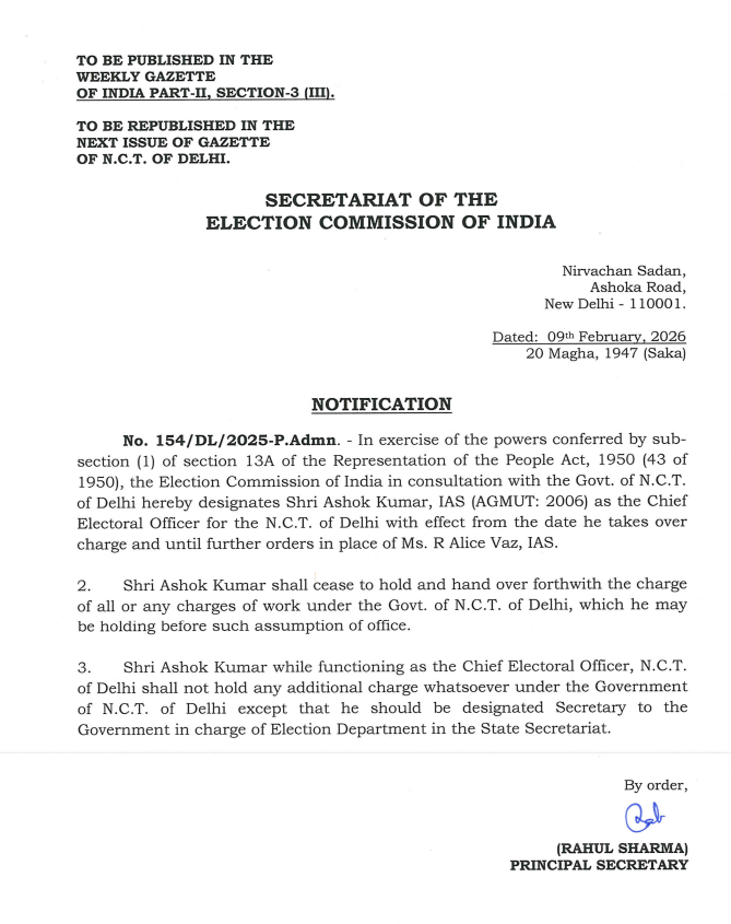 ECI appoints Ashok Kumar as the new Chief Electoral Officer of  Delhi.  

 #AshokKumar #ECI #CEODelhi <a href="/CeodelhiOffice/">CEO, Delhi Office</a>
<a href="/ECISVEEP/">Election Commission of India</a>
