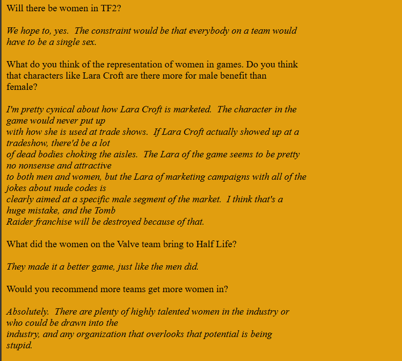 DailyValveLGBTQ's tweet image. people who say valve isnt woke or is only now going woke clearly never saw this interview from gabe newell in 1999. i love you valve i love you gabe newell i love you diversity equity and inclusion