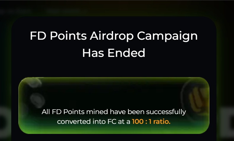 The Unich airdrop farming has finally come to an end.

All FD Points Mined Have Been Converted into $FC 100 : 1✅
$FC Is The Native Coin Of Unich Network. 

Let's wait for the new wave and team announcement.
TGE incoming!