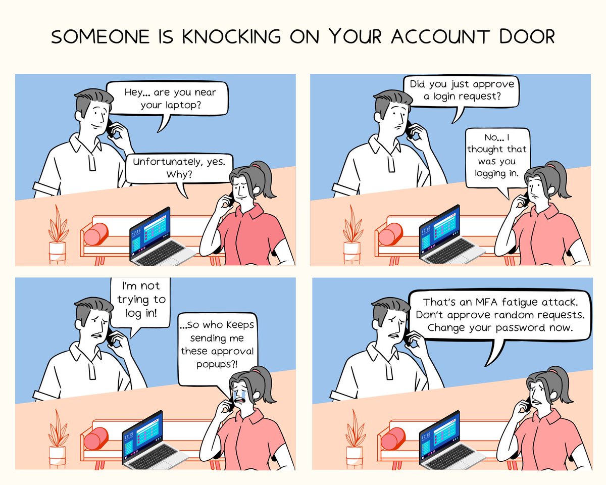 Your phone keeps asking you to approve a login… but you are not logging in.

That is not a glitch. That is someone trying to wear you down until you tap “Approve.”

This is called an MFA fatigue attack. Deny the requests. Change your password. Tell IT.

#CyberSecurity #MFA