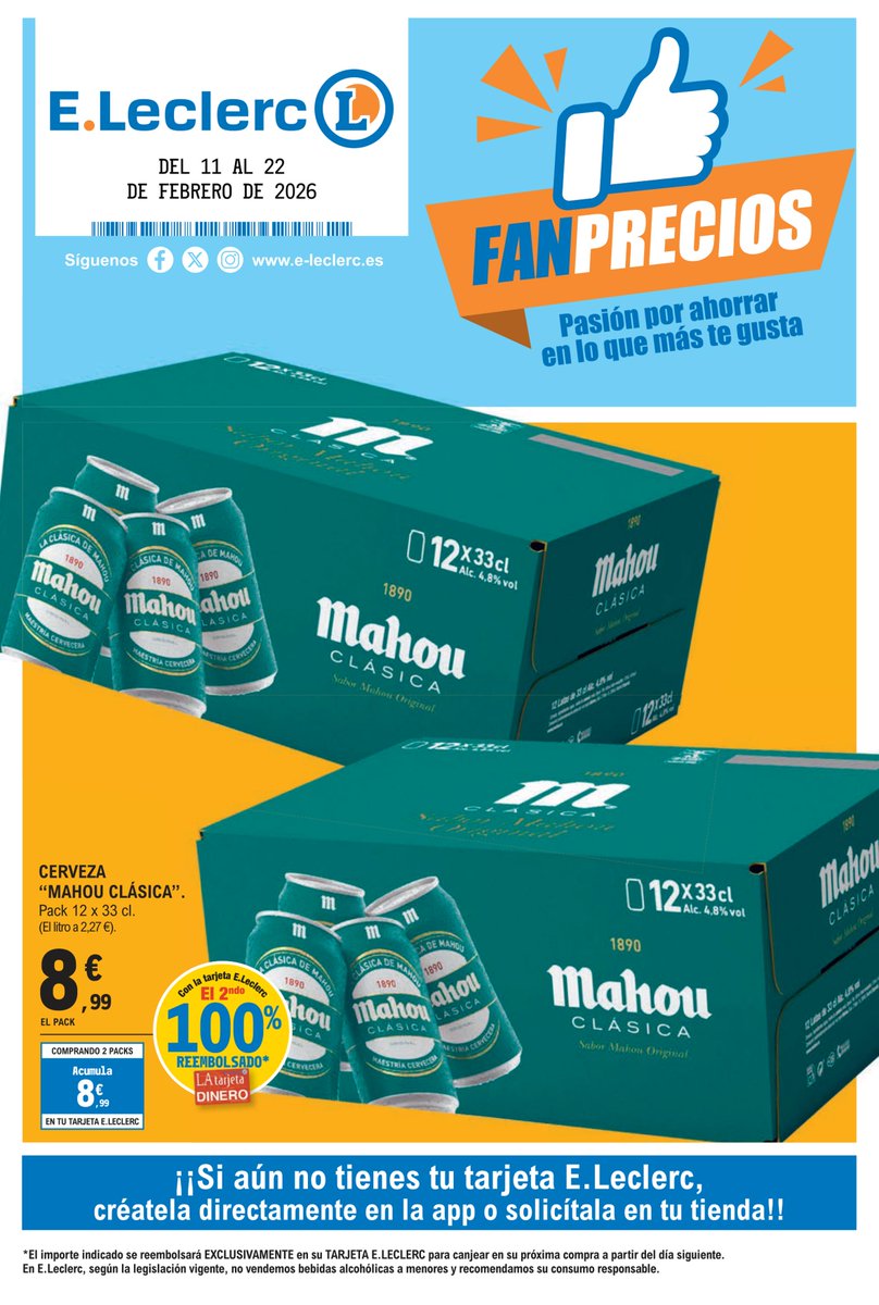❄️ Hiperoferta 3 en EꓸLeclerc Soria.
Del 11 al 22 de febrero. Ven a por la calidad de siempre y llena tu despensa. Aprovecha los grandes reembolsos en tu tarjeta en primeras marcas y frescos. ¡Ahorrar así es fácil! 🛒
Folleto: folletos.e-leclerc.es/eleclerc-spain…