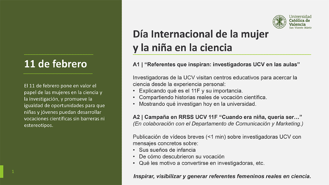 asociacionruvid's tweet image. 🟣 Para conmemorar el Día Internacional de la Mujer y la Niña en la Ciencia en 2026, la Universidad Católica de Valencia ha organizado las siguientes actividades 👉🏼 tinyurl.com/35yeua49