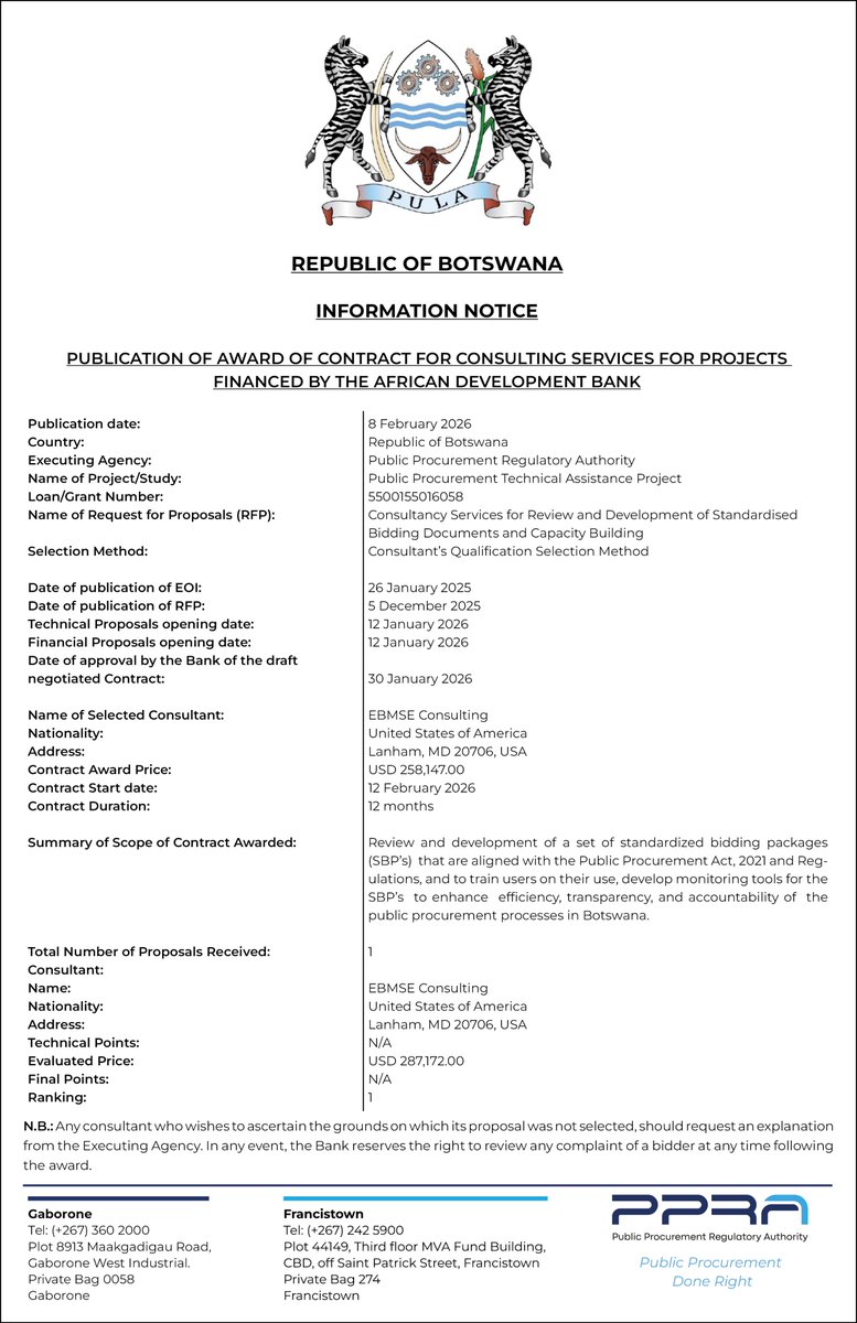 PUBLIC PROCUREMENT REGULATORY AUTHORITY tweet media