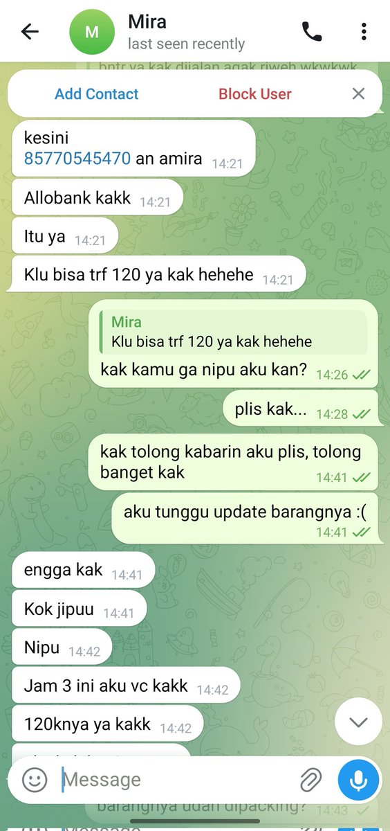gomipnsi's tweet photo. @rbsafrvr kak izin nambahin ya, aku juga kena tipu. aku udah tf banyak, lemes banget. hati hati ya yang mau beli iphone, dia nawarin langsung via dm #zonauang

85770545470 an amira
89524607029 an amira kania puri allobank / bankallo
@zoupcreamyummy https://t.co/iJakMJbgNl