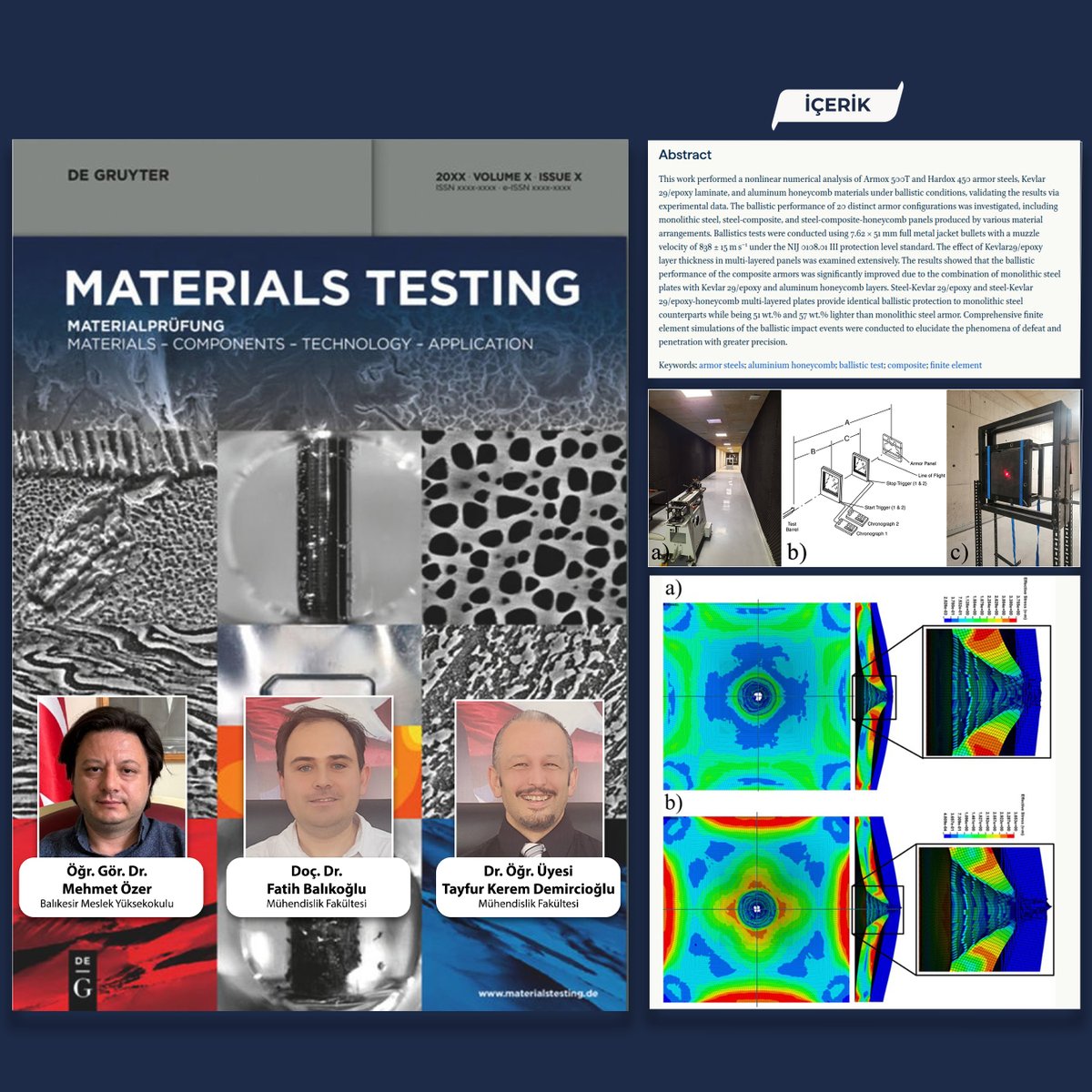 Balıkesir Üniversitesi (BAÜN) Balıkesir Meslek Yüksekokulu, Elektrik ve Enerji Bölümü akademisyenlerinden Öğr. Gör. Dr. Mehmet Özer, BAÜN Mühendislik Fakültesi, Makine Mühendisliği Bölümü akademisyenlerinden Doç. Dr. Fatih Balıkoğlu ve Dr. Öğr. Üyesi Tayfur Kerem Demircioğlu’nun