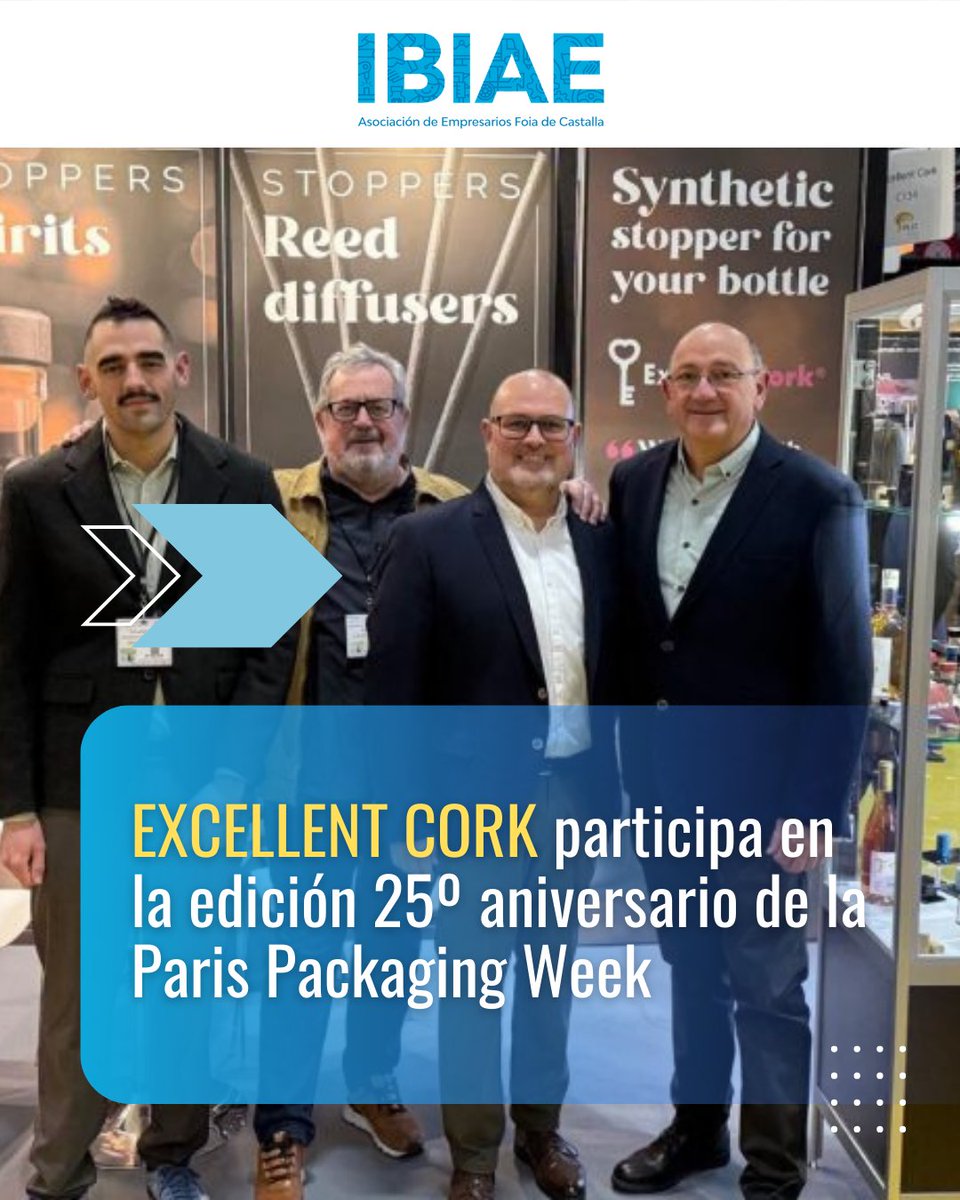 IBIAE's tweet photo. 🟦EXCELLENT CORK, empresa asociada de IBIAE, ha participado los días 5 y 6 de febrero en la #Paris #PackagingWeek, una de las principales ferias europeas de packaging premium, presentando sus soluciones en cierres y tapones sintéticos.
👉 Más info: https://t.co/YfXWY9m8ba https://t.co/STKvlLqMB7
