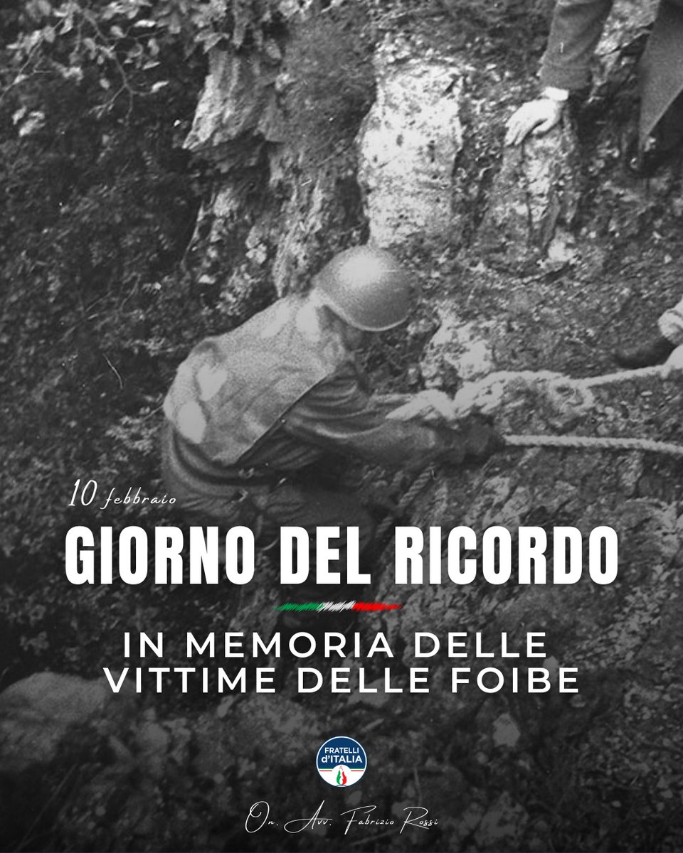10 febbraio, Giorno del Ricordo.
Una pagina tragica troppo a lungo rimossa: le foibe e l’esodo giuliano-dalmata.
Ricordare non è di parte: è verità, giustizia e rispetto per le vittime.
#GiornoDelRicordo #Foibe #10Febbraio
